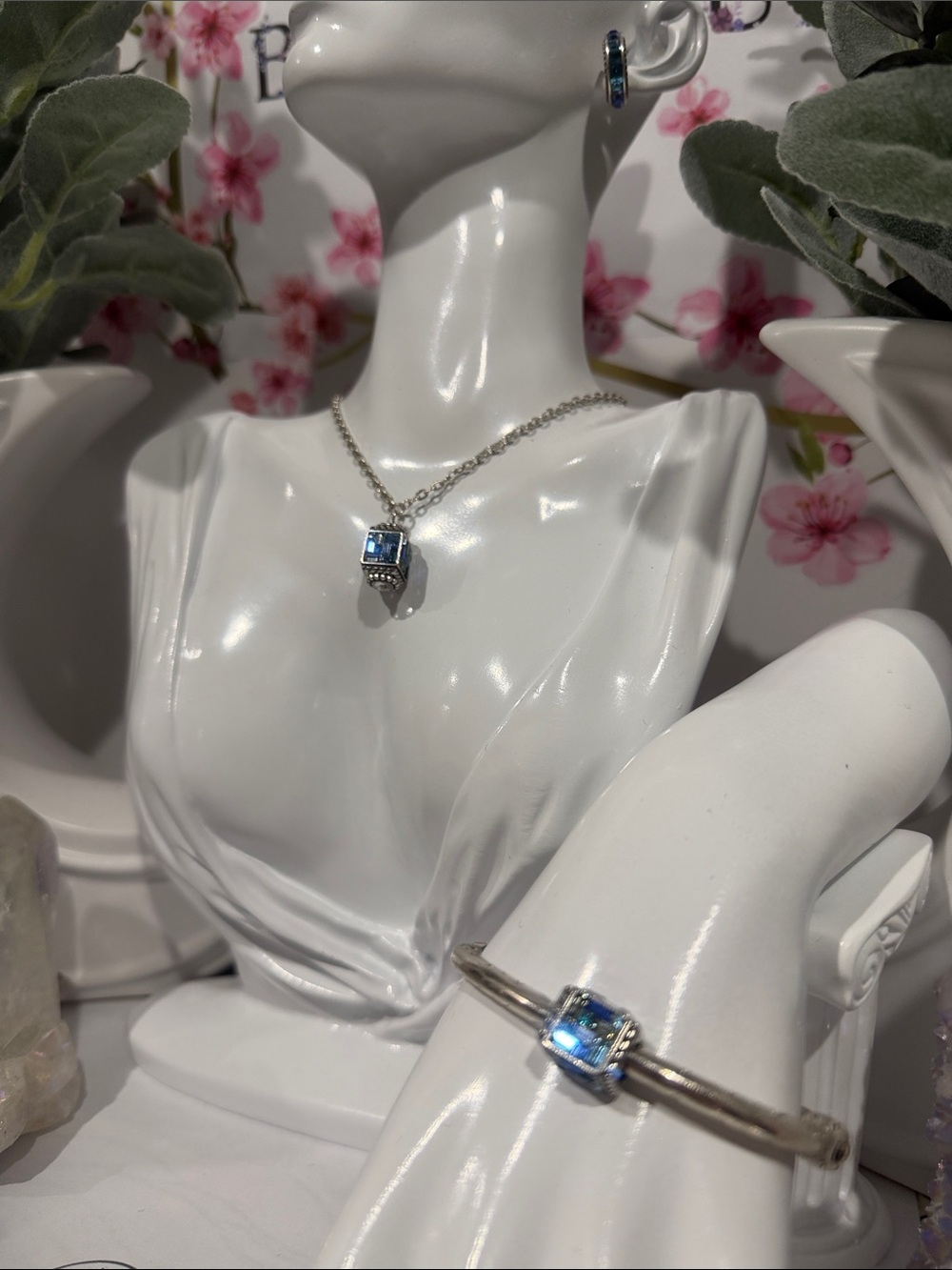 💎 Brighton Blue SWAROVSKI Crystal St.Michael Necklace, Bracelet, Earrings SET!